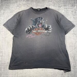 Harley Davidson Shirt Mens 3XL Black Vintage 1992 Panther Cant Chain The Power